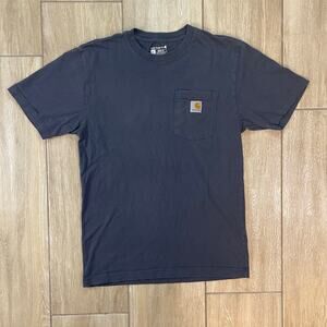 Carhartt K87 Pocket T Shirt Mens Small Bluestone Blue Loose Fit Workwear
